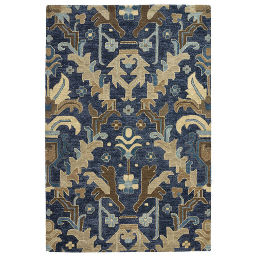Charlton Home® Dartmoor HandTufted Wool Navy Area Rug & Reviews Wayfair